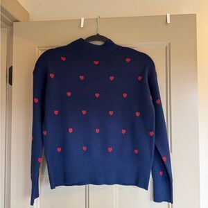 Truth Blue and Red Cowl Neck Sweater